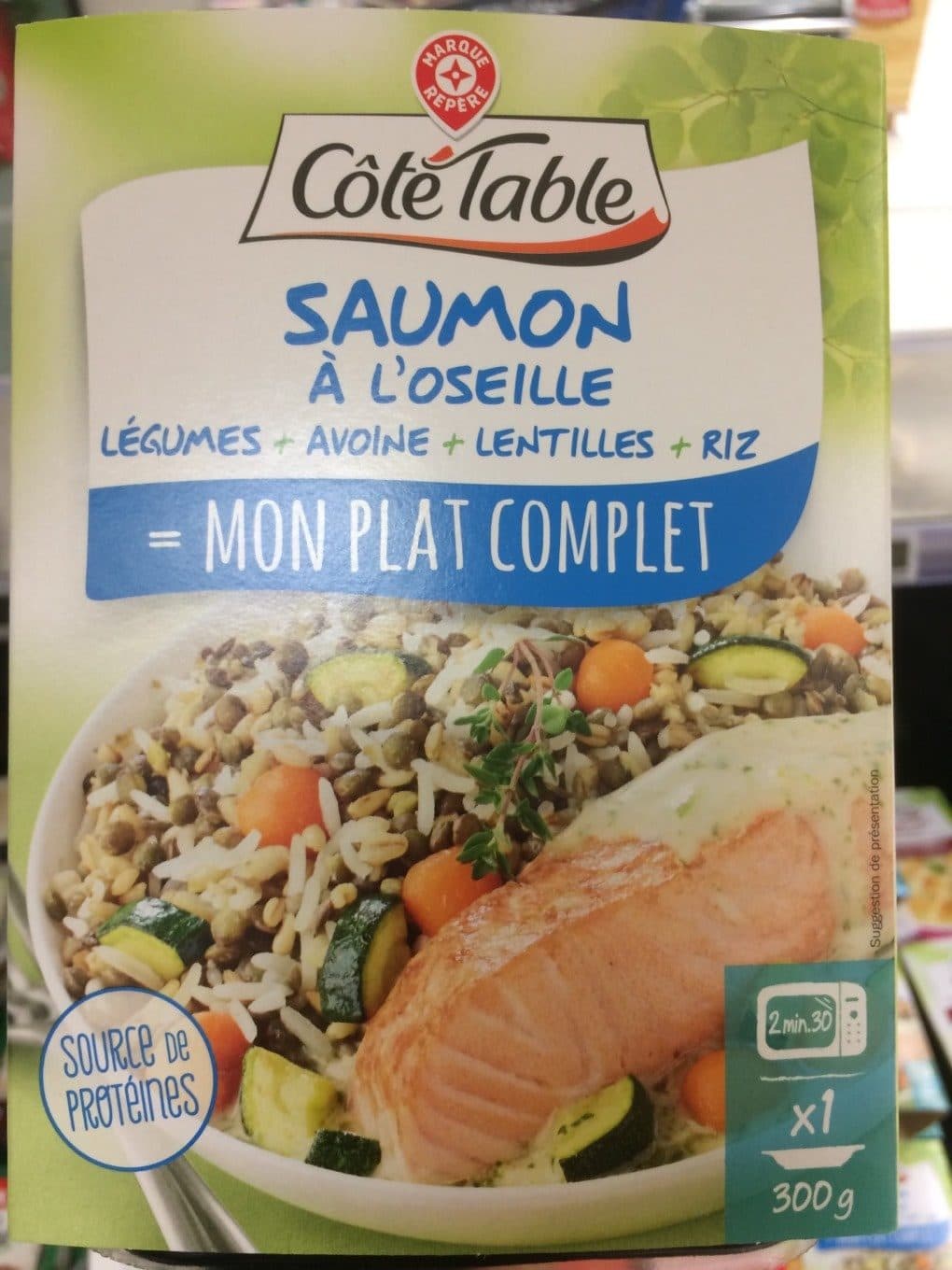 Marque Repère Saumon à l'oseille, riz complet et légumes packshot