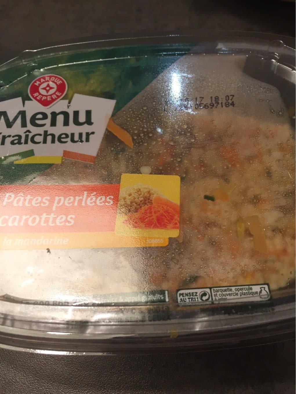 Marque Repère Salade de pâtes perlées carottes à la mandarine packshot