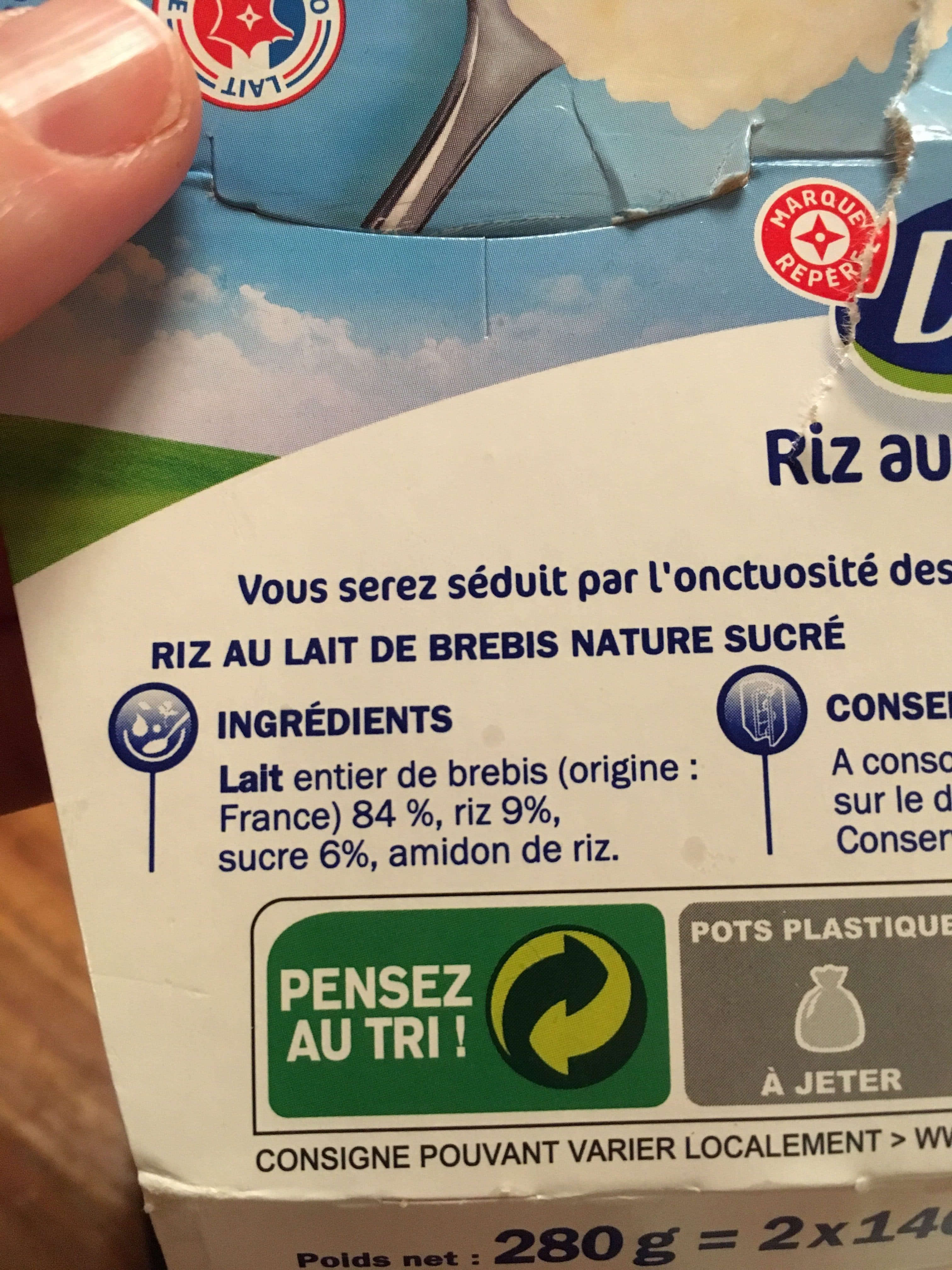 Délisse Riz au lait de brebis packshot