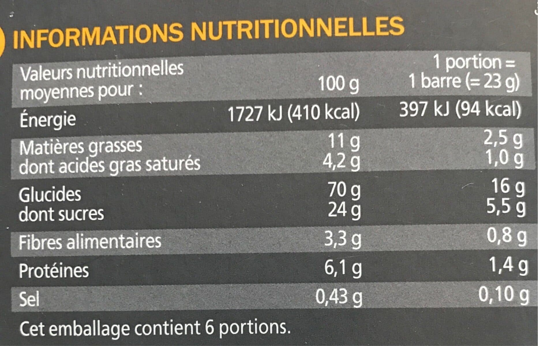 Chaque Jour Sans Gluten Barres céréales flocons d'avoine et chocolat sans gluten x 6 packshot