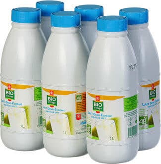 Bio Village Lait demi-écrémé bio bouteille packshot