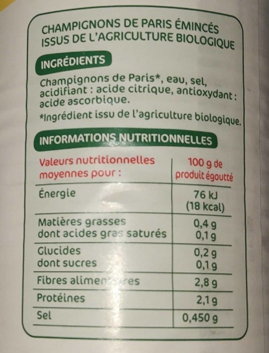 Bio Village Champignons Eminces packshot