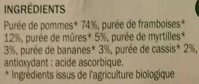 Bio Village Purée de fruits pomme et fruits rouges sans sucres ajoutés x 4 packshot