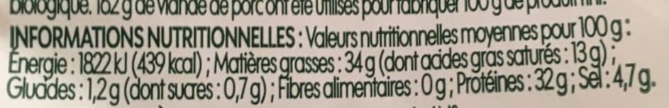 Bio Village Saucisse sèche bio courbe packshot