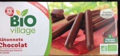 Bio Village Bâtonnets enrobés de chocolat noir bio packshot