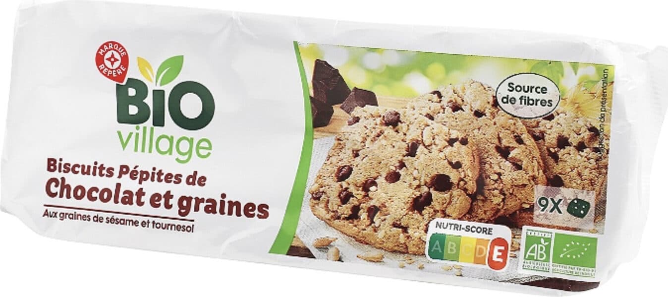 Bio Village Biscuits pépites de chocolat et graines packshot