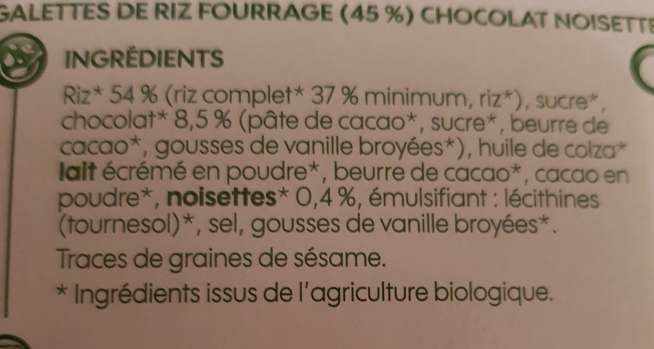 Bio Village Galettes de riz fourrées chocolat noisette bio x 6 packshot