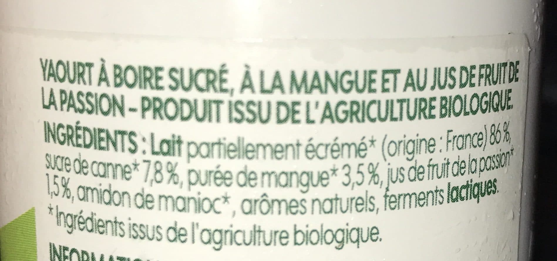 Bio Village Yaourt a boire mangue passion packshot