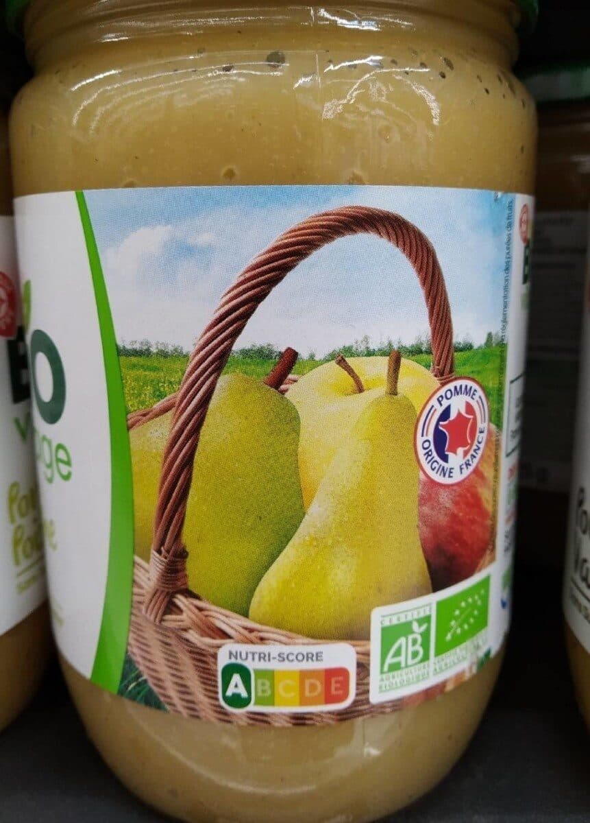 Bio Village Purée de fruits pomme poire sans sucres ajoutés bio packshot