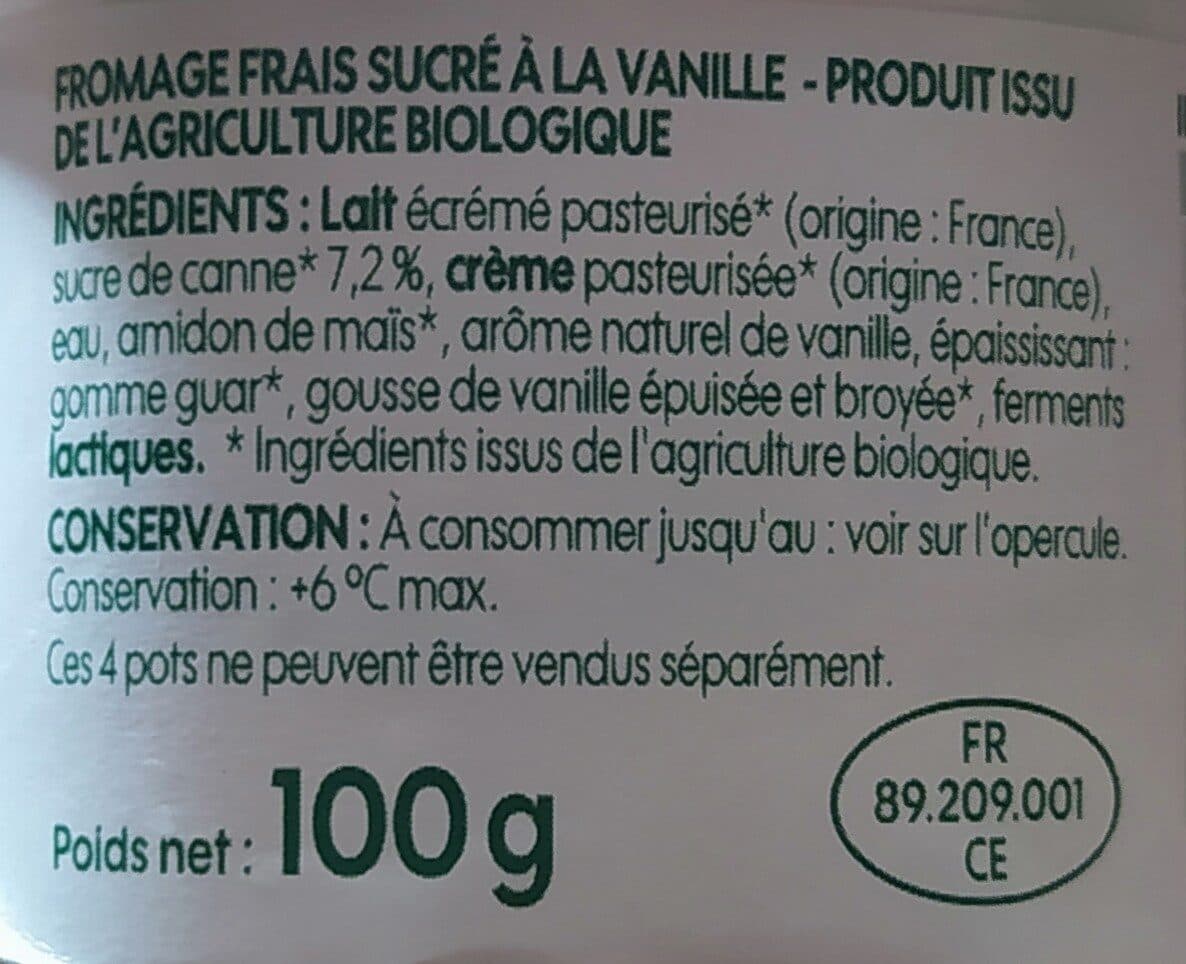 Bio Village Fromage frais vanille packshot
