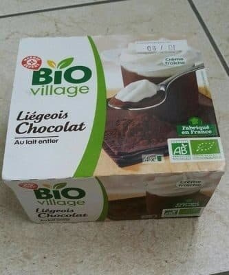 Bio Village Liégeois chocolat au lait entier packshot