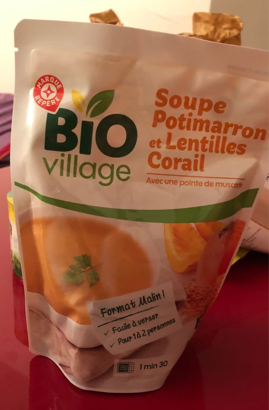 Bio Village Soupe potimarron et lentilles corail bio packshot