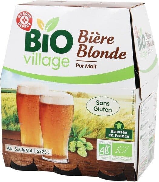 Bio Village Bière blonde pur malt bio sans gluten packshot