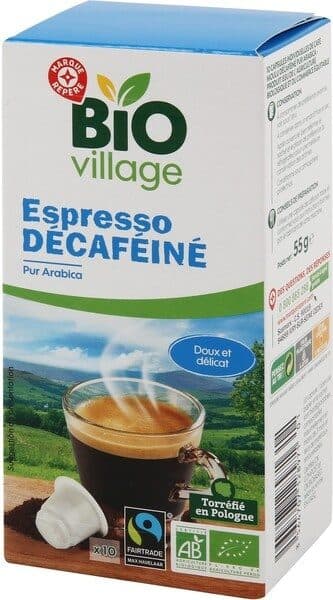 Bio Village Capsules de café espresso bio Max Havelaar décaféiné x 10 packshot