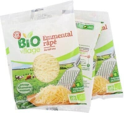 Bio Village Emmental râpé au Lait cru packshot