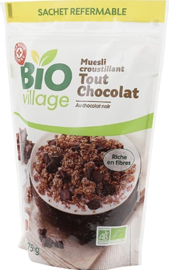 Bio Village Muesli croustillant tout chocolat bio packshot