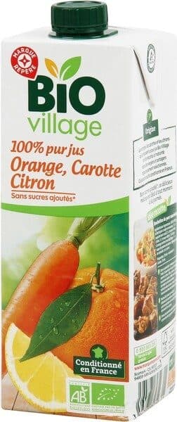 Bio Village Pur jus orange carotte citron packshot