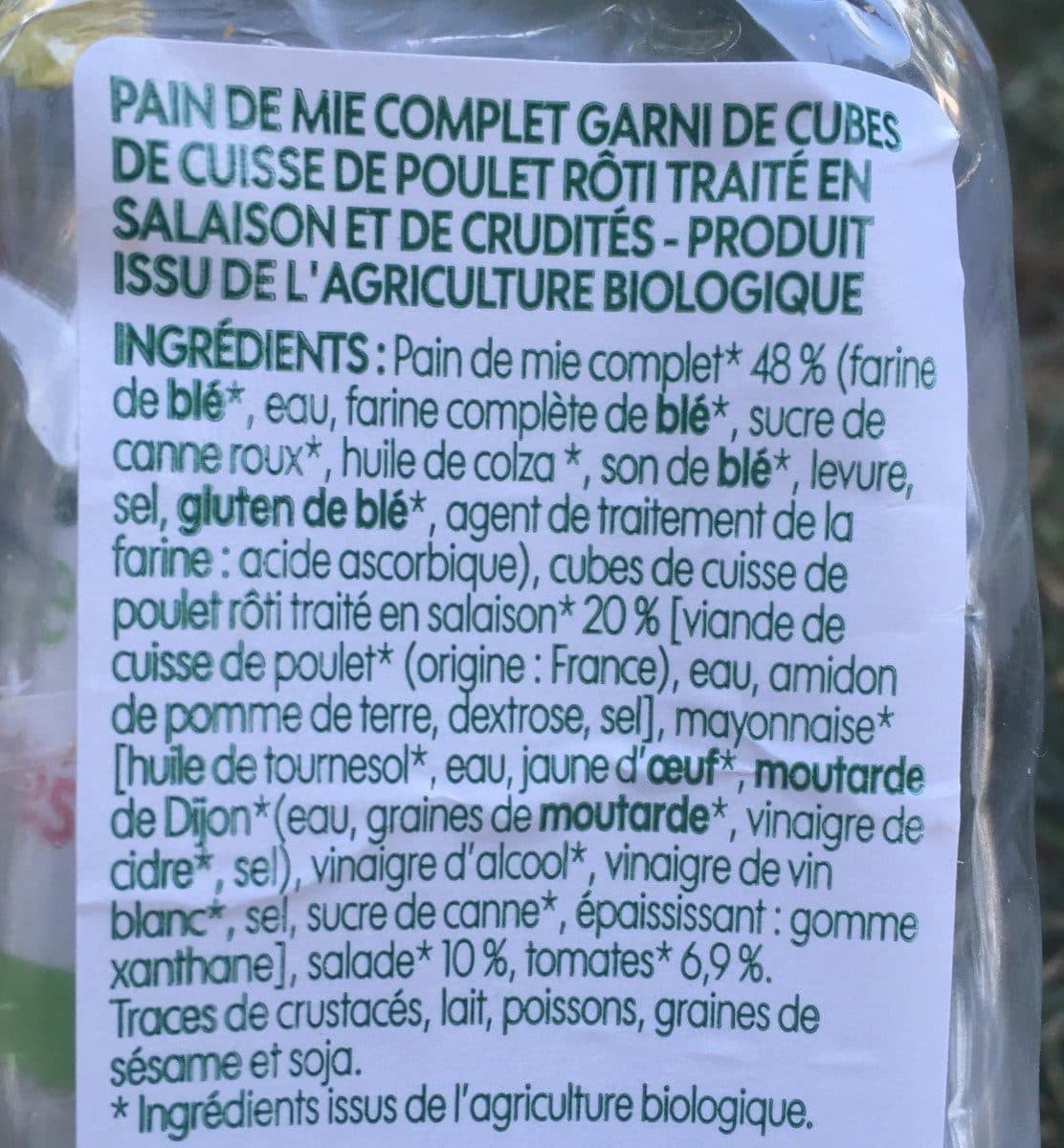 Bio Village Sandwich club poulet crudités bio packshot