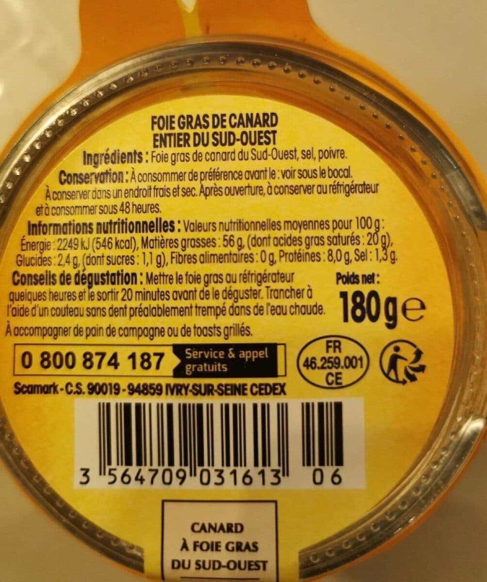 Leclerc Foie Gras de canard entier du Sud-Ouest packshot