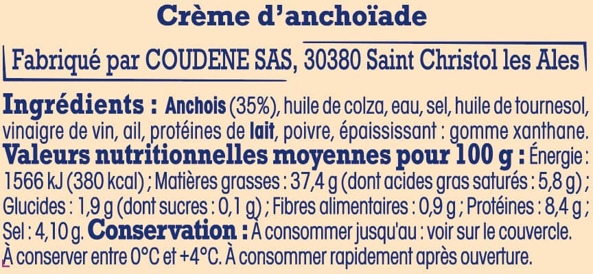 Nos Régions ont du Talent Crème d'anchoïade provençale packshot