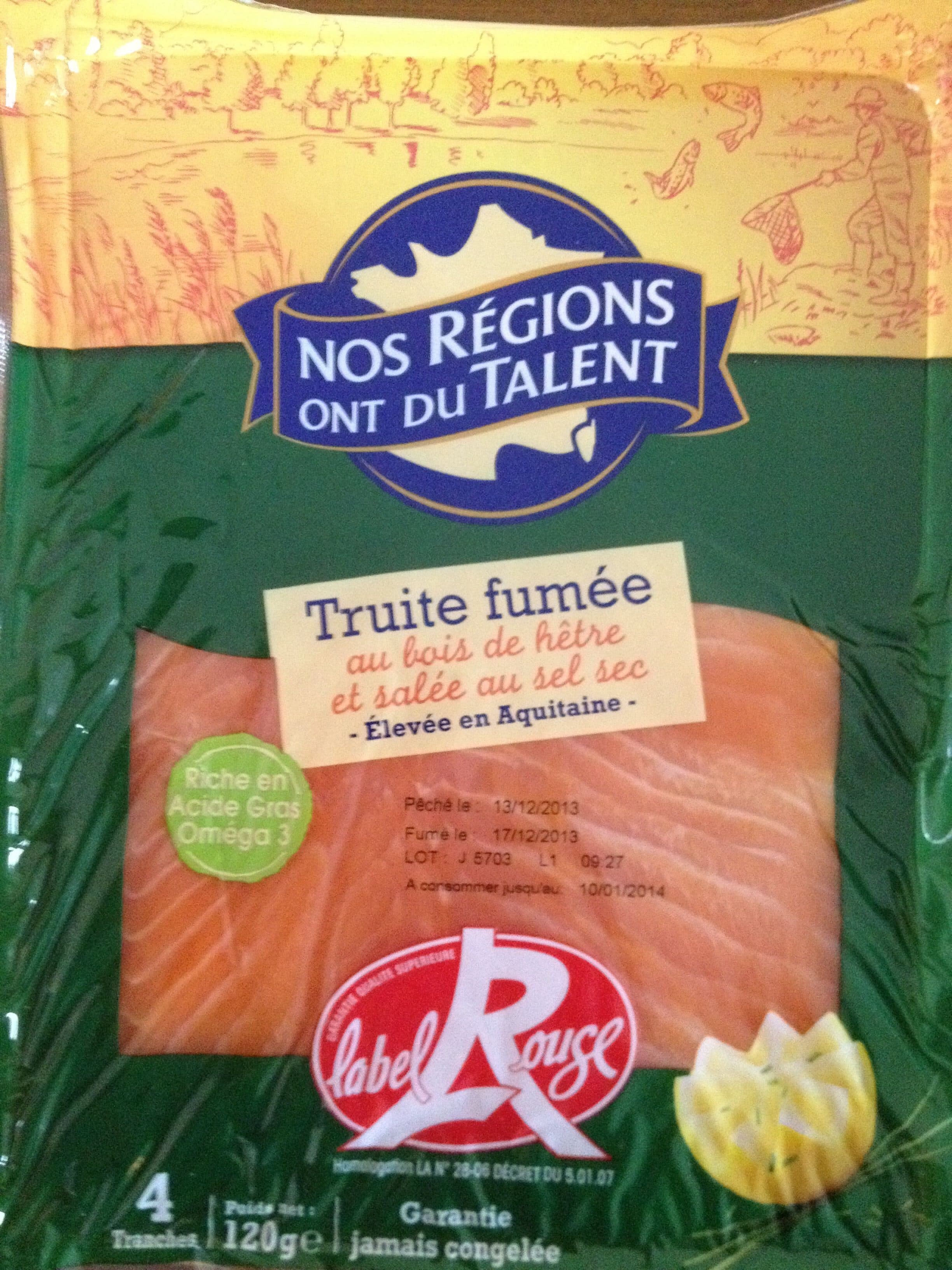 Nos Régions ont du Talent Truite fumée au bois de hêtre label Rouge (4 tranches) 120 g packshot