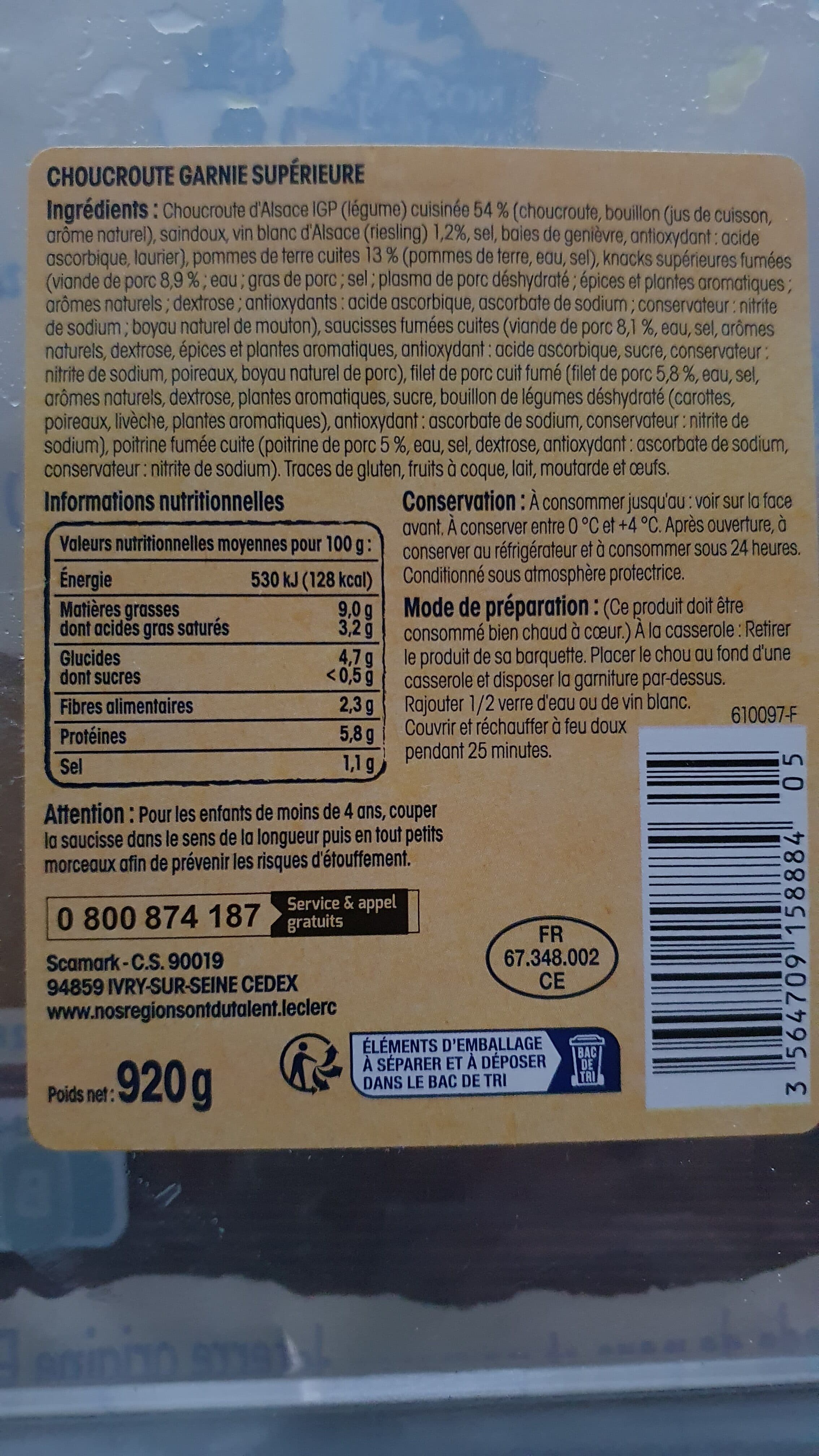 Leclerc Choucroute royale Alsacienne packshot