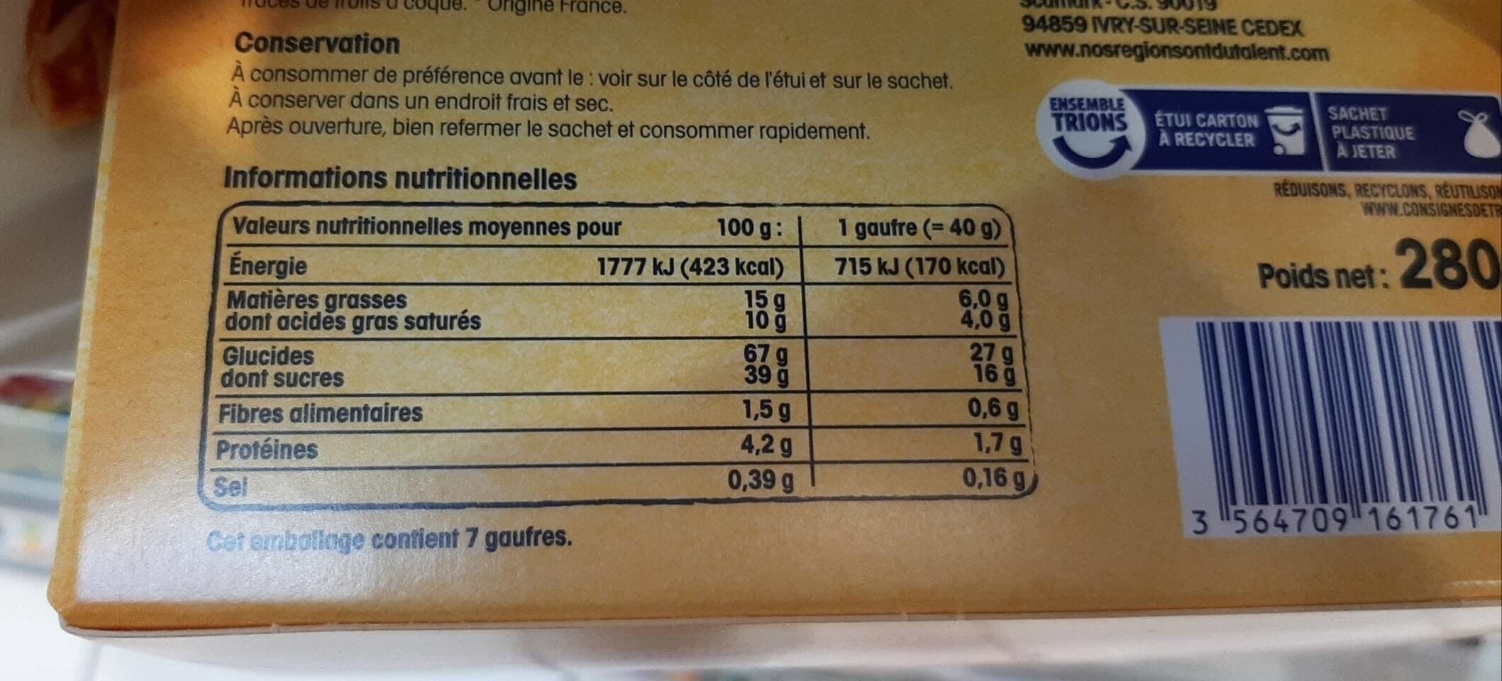 Leclerc Gaufres des Flandres - Fourrées saveur vergeoise packshot