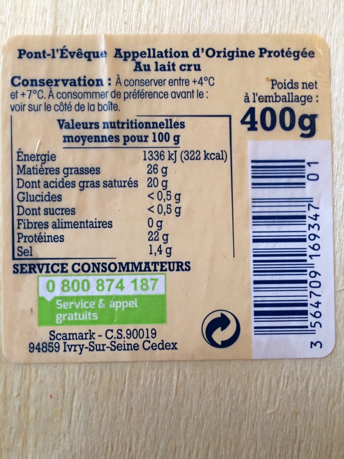 Leclerc Pont l'évêque au lait cru packshot