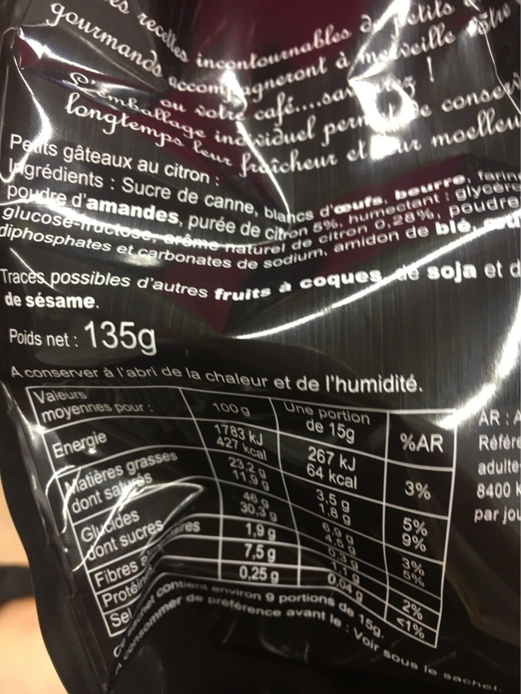 Maison Taillefer Mignardise Citron Sachet De 9 - 135G packshot