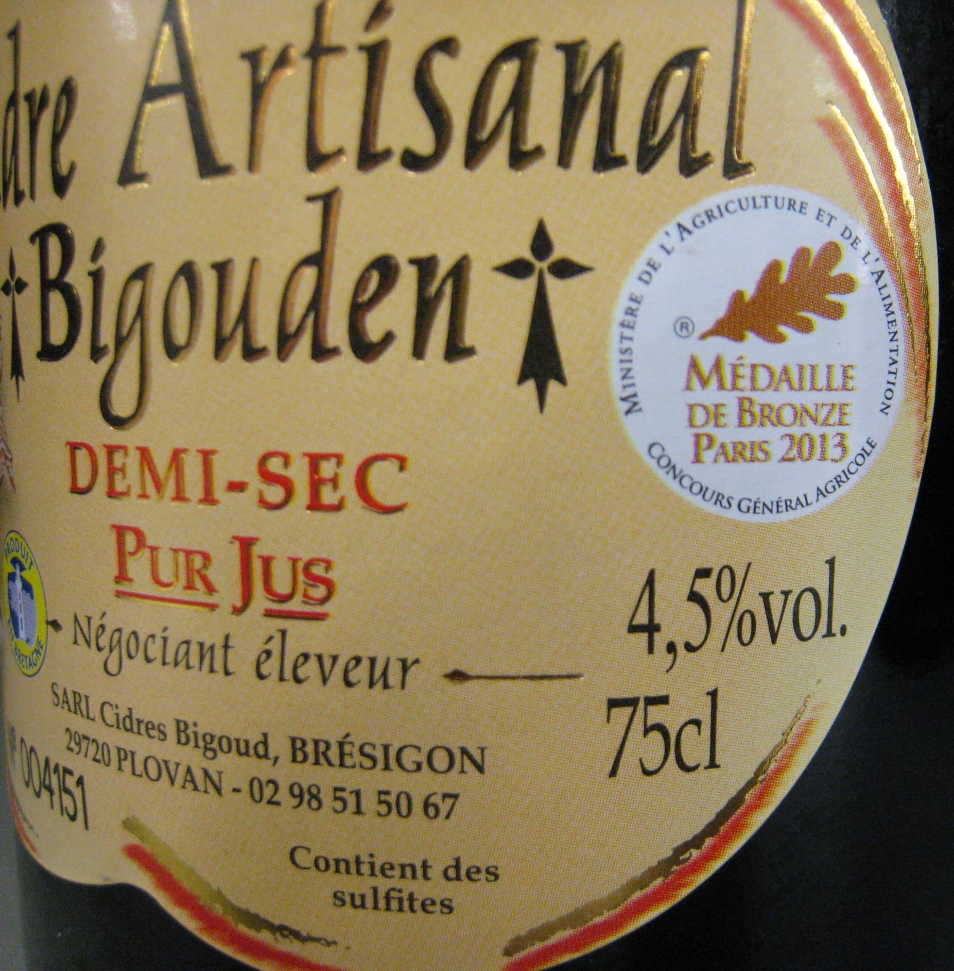 Le Brun Cidre Artisanal Bigouden demi-sec pur jus Le Brun packshot