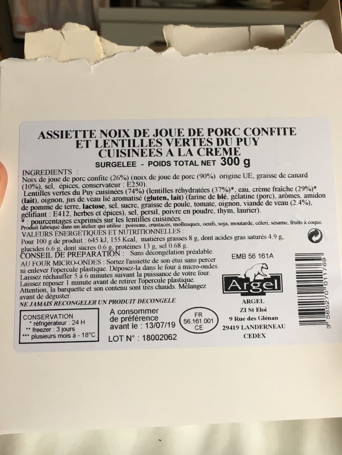 Argel Assiette noix de joue de porc packshot