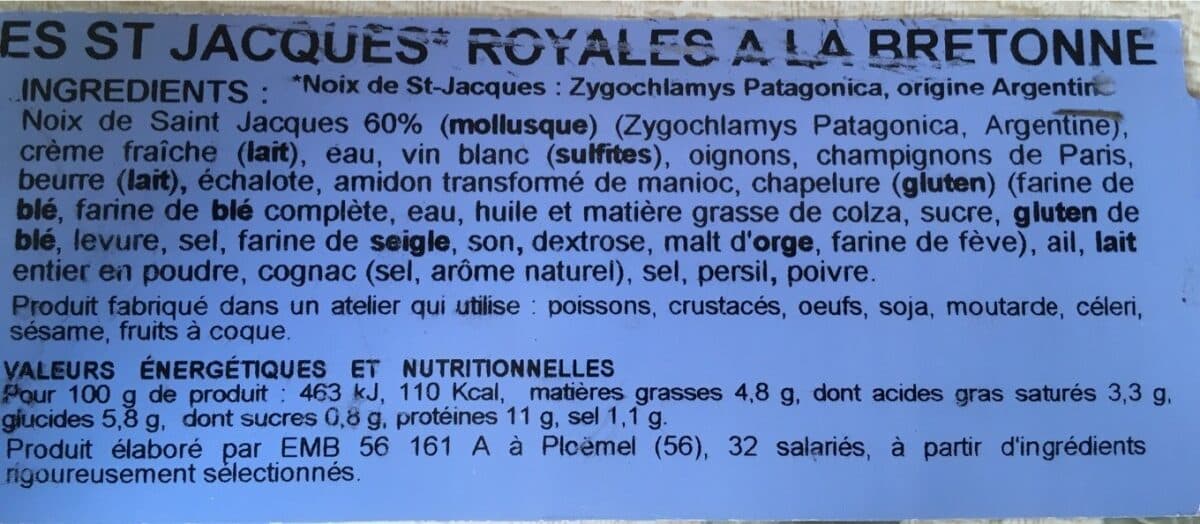 Argel Coquilles saint-jacques Argel packshot
