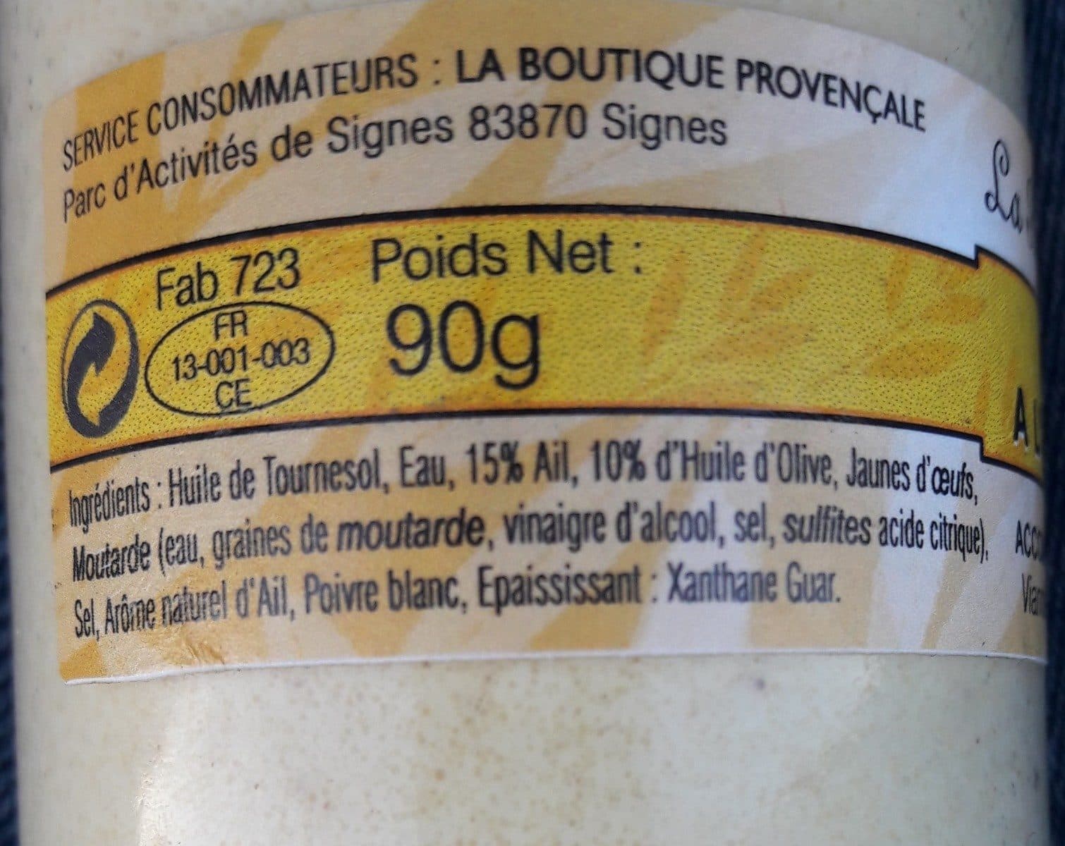 Open Food Facts Aioli a L'huile d'olive packshot