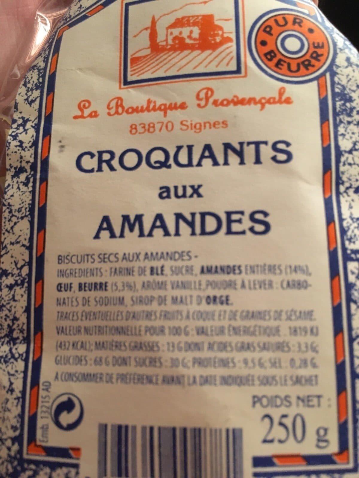 Open Food Facts Croquants aux amandes packshot