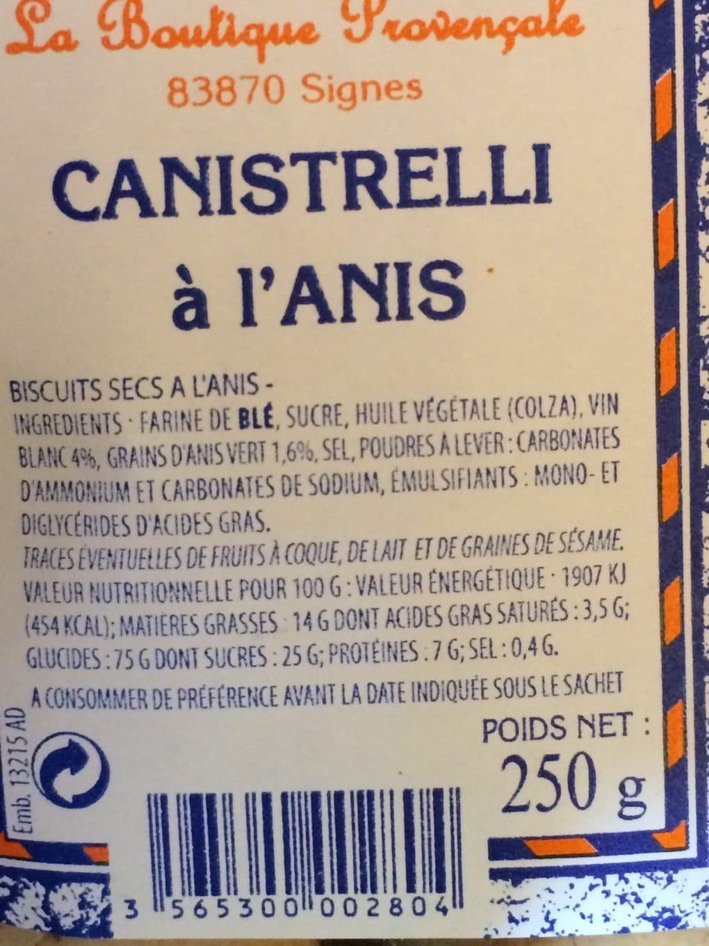La Boutique Provençale Canistrelli à l’anis packshot