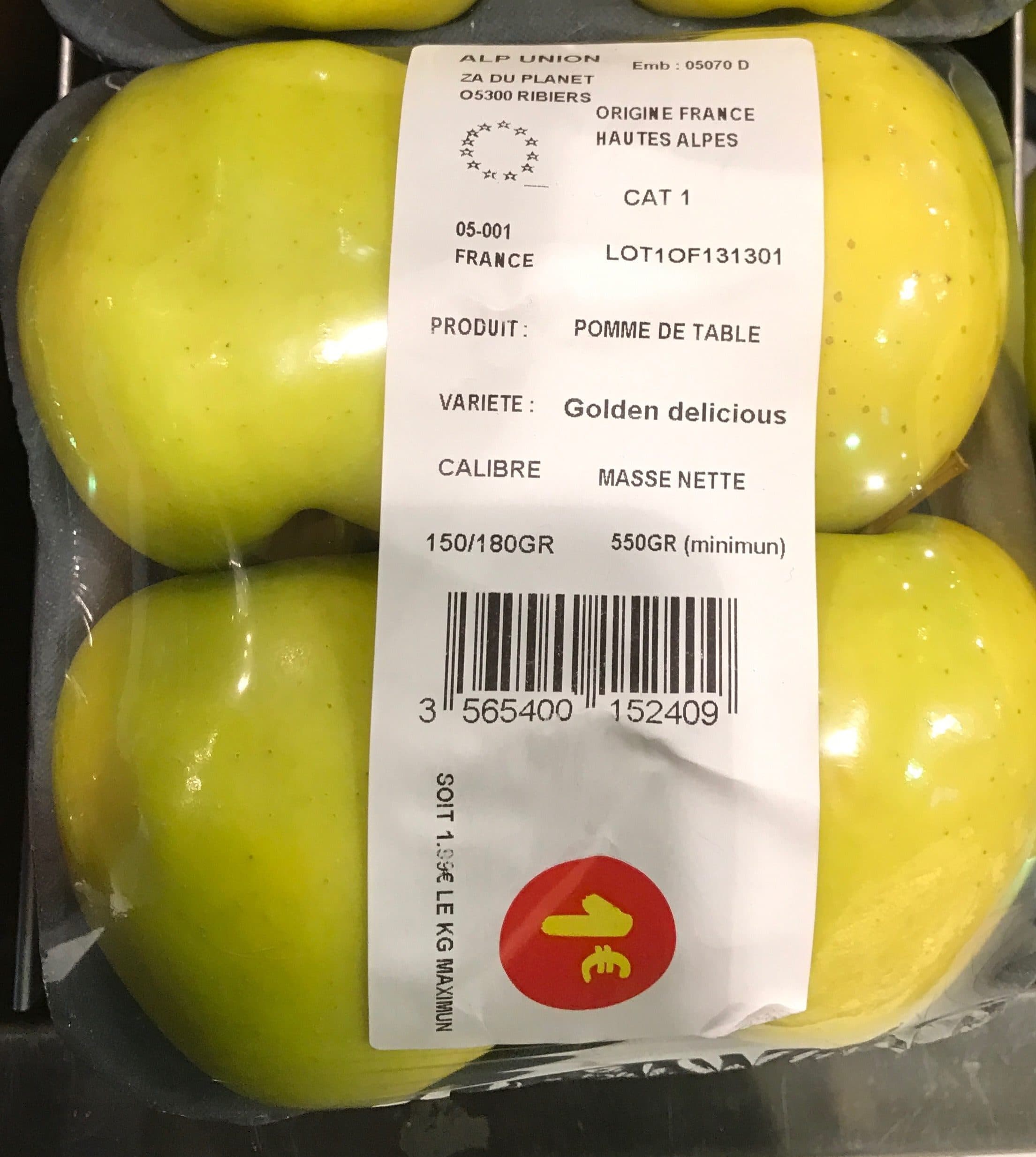 Alp Union Pommes Golden Delicious packshot