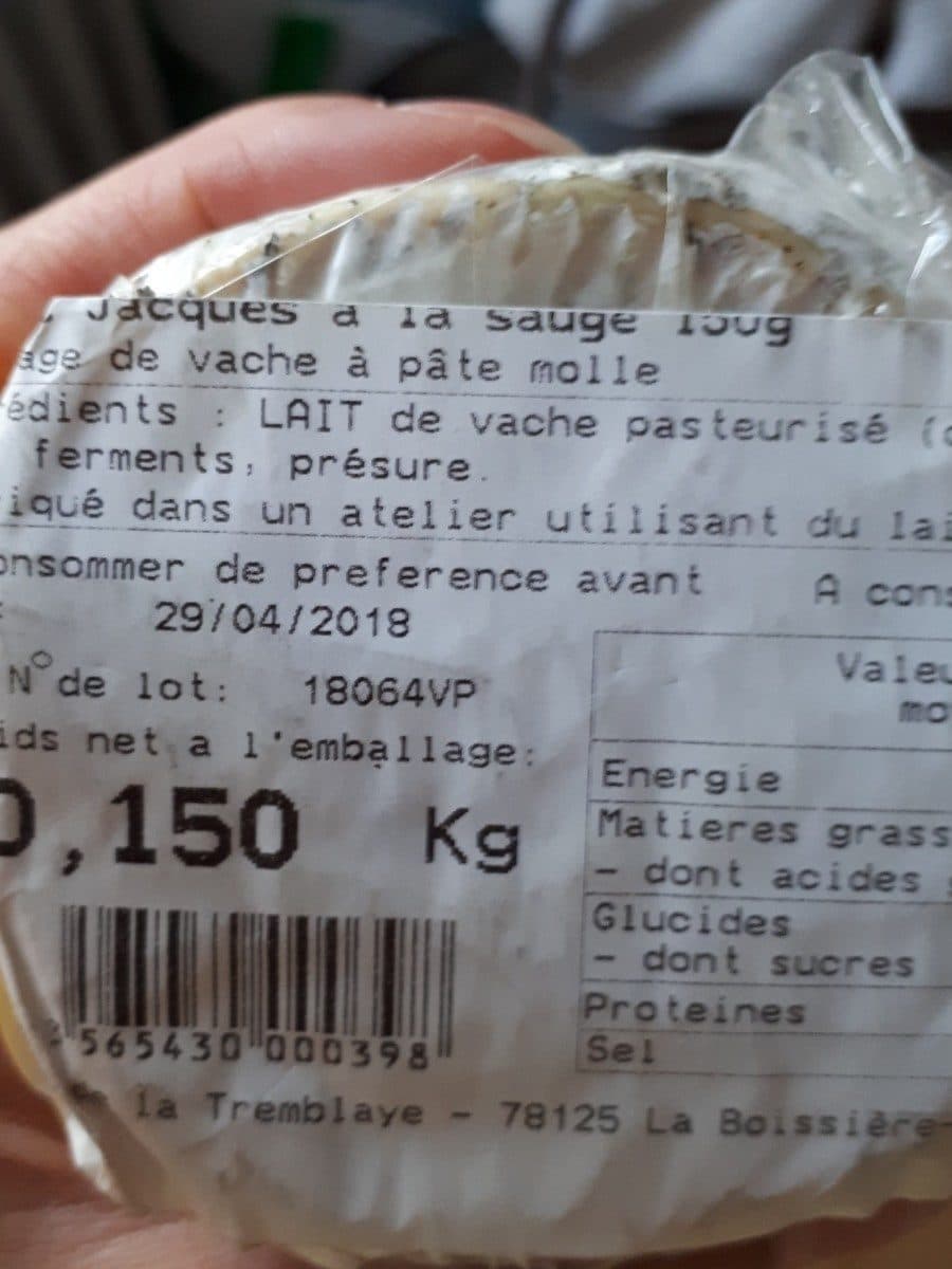 Ferme de la Tremblaye saint Jacques à la sauge packshot