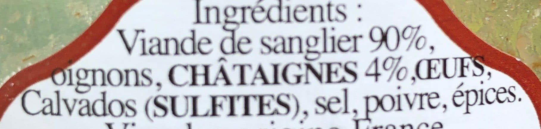 Picardie Venaison Terrine de sanglier aux chataignes packshot