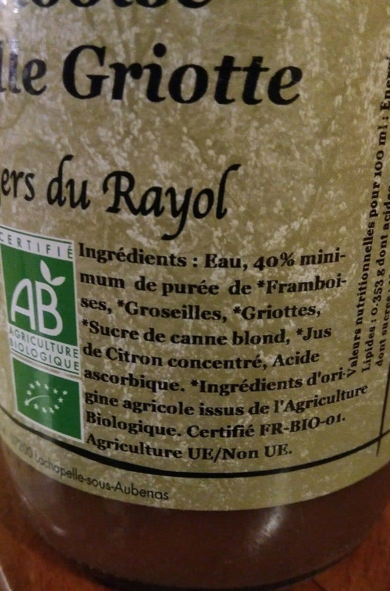 Open Food Facts Nectar framboise groseille griotte packshot