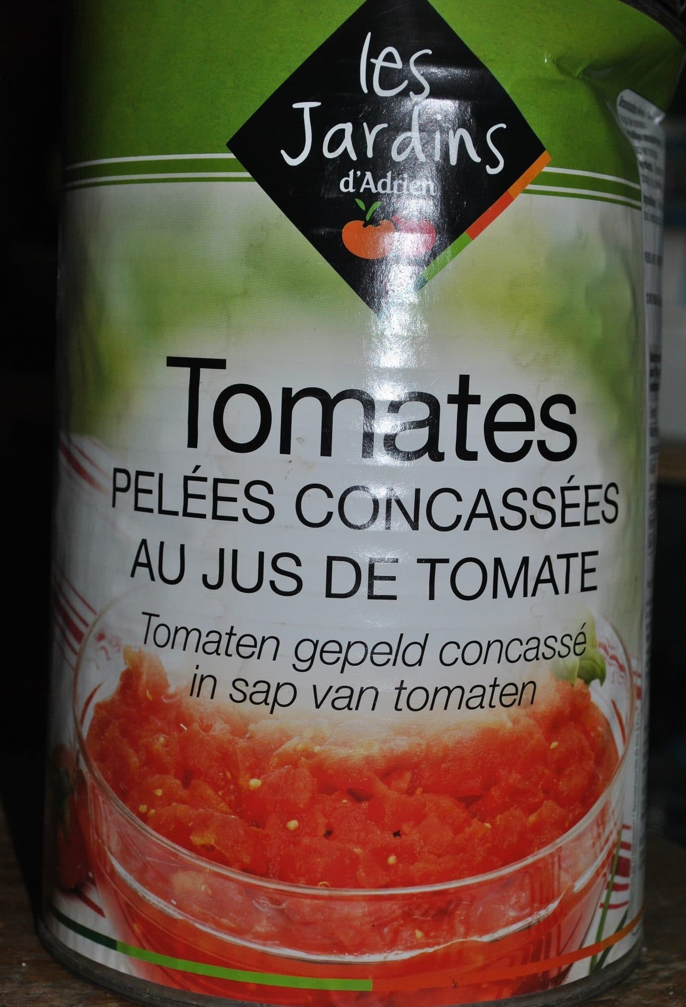 Les Jardins d'Adrien Tomates Pelées Concassées au Jus de Tomates packshot