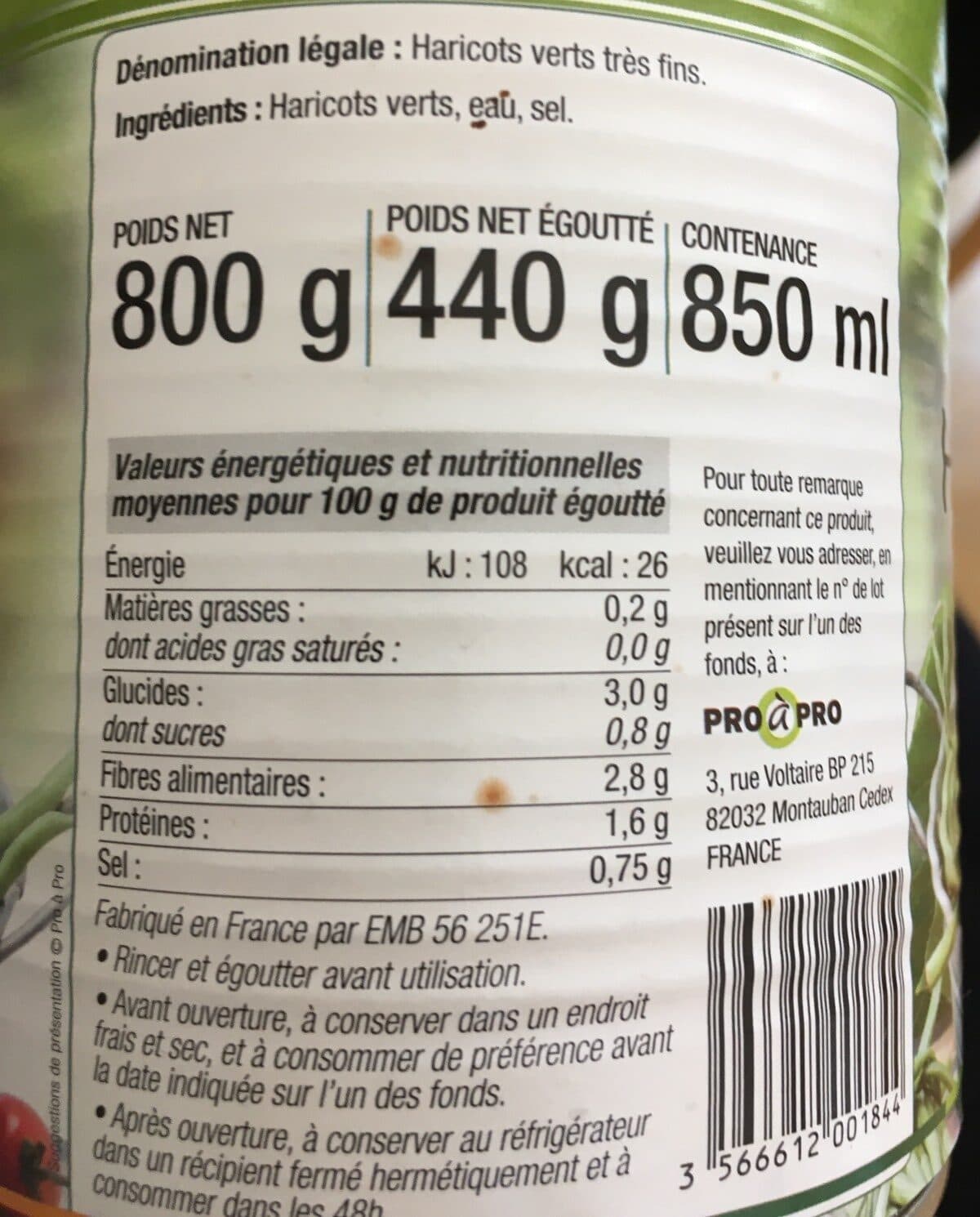 Open Food Facts Haricots verts packshot