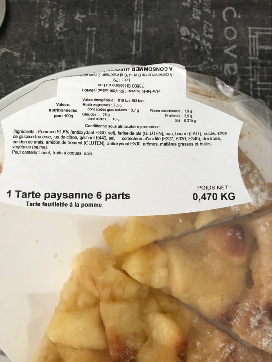 Open Food Facts Tarte paysanne 6 parts packshot