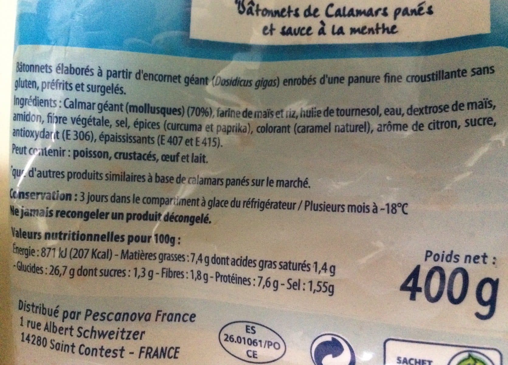 Pescanova Bâtonnets de calamars panés packshot