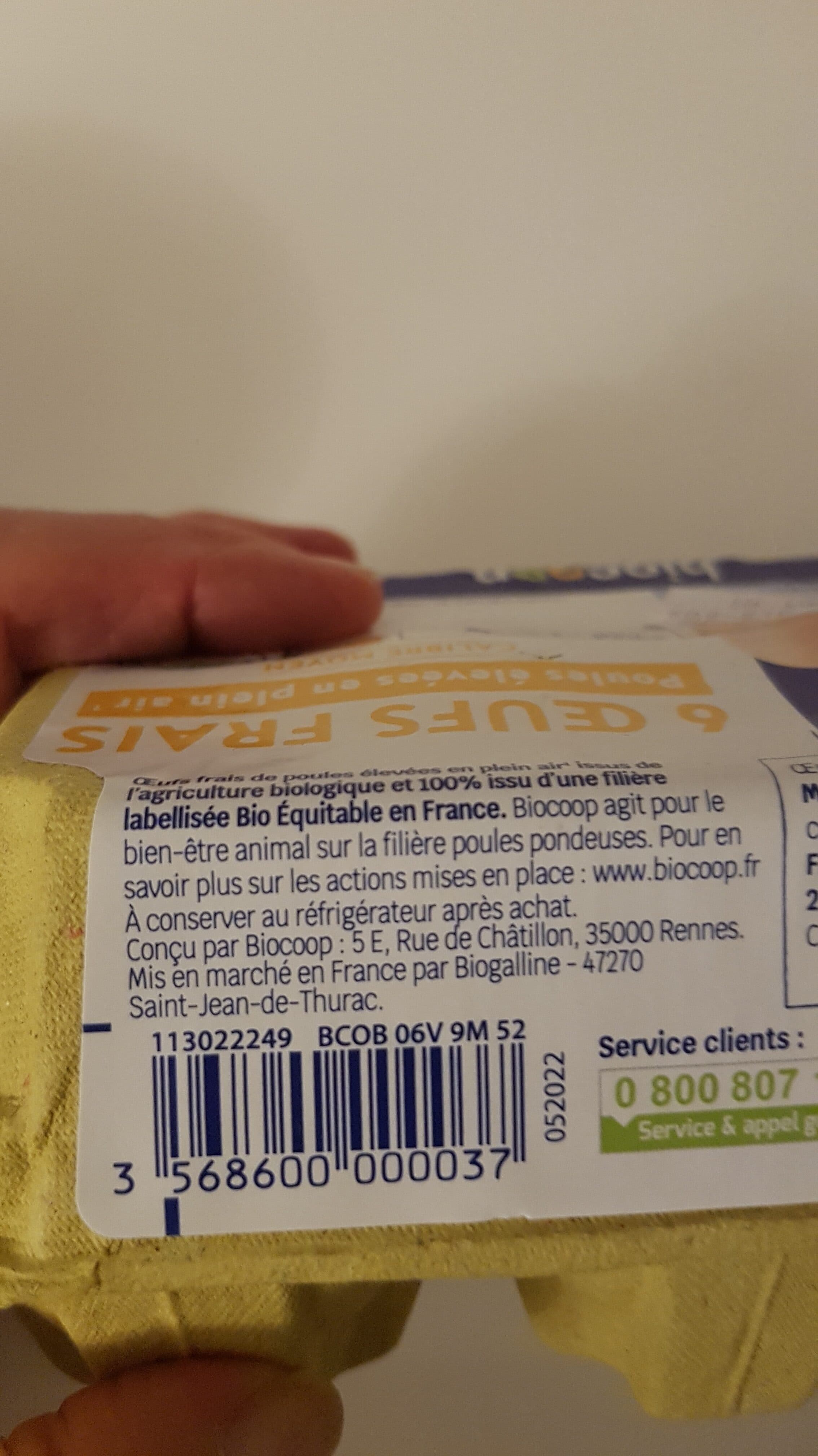 Biocoop Oeufs (6) cal 53/63 moyen CC packshot