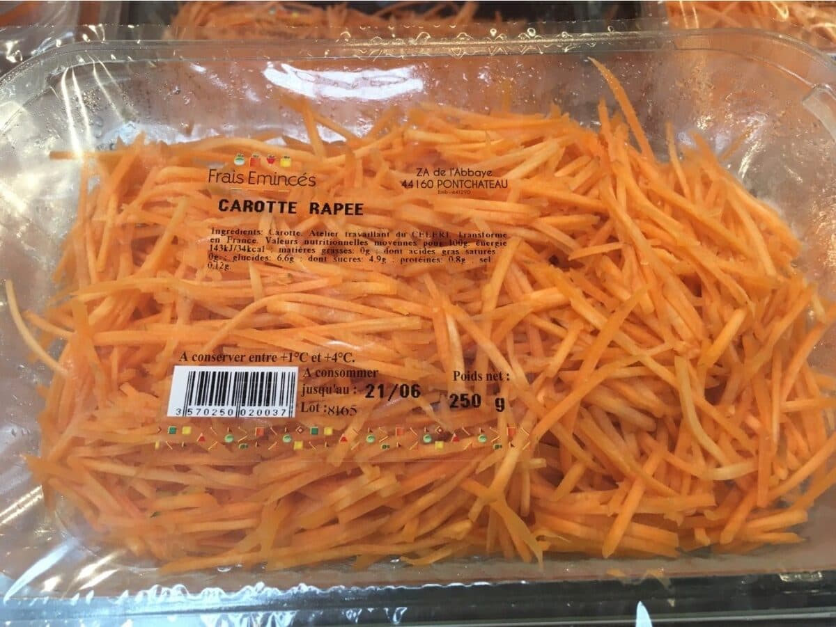 Open Food Facts Carotte râpée, barquette 250g packshot