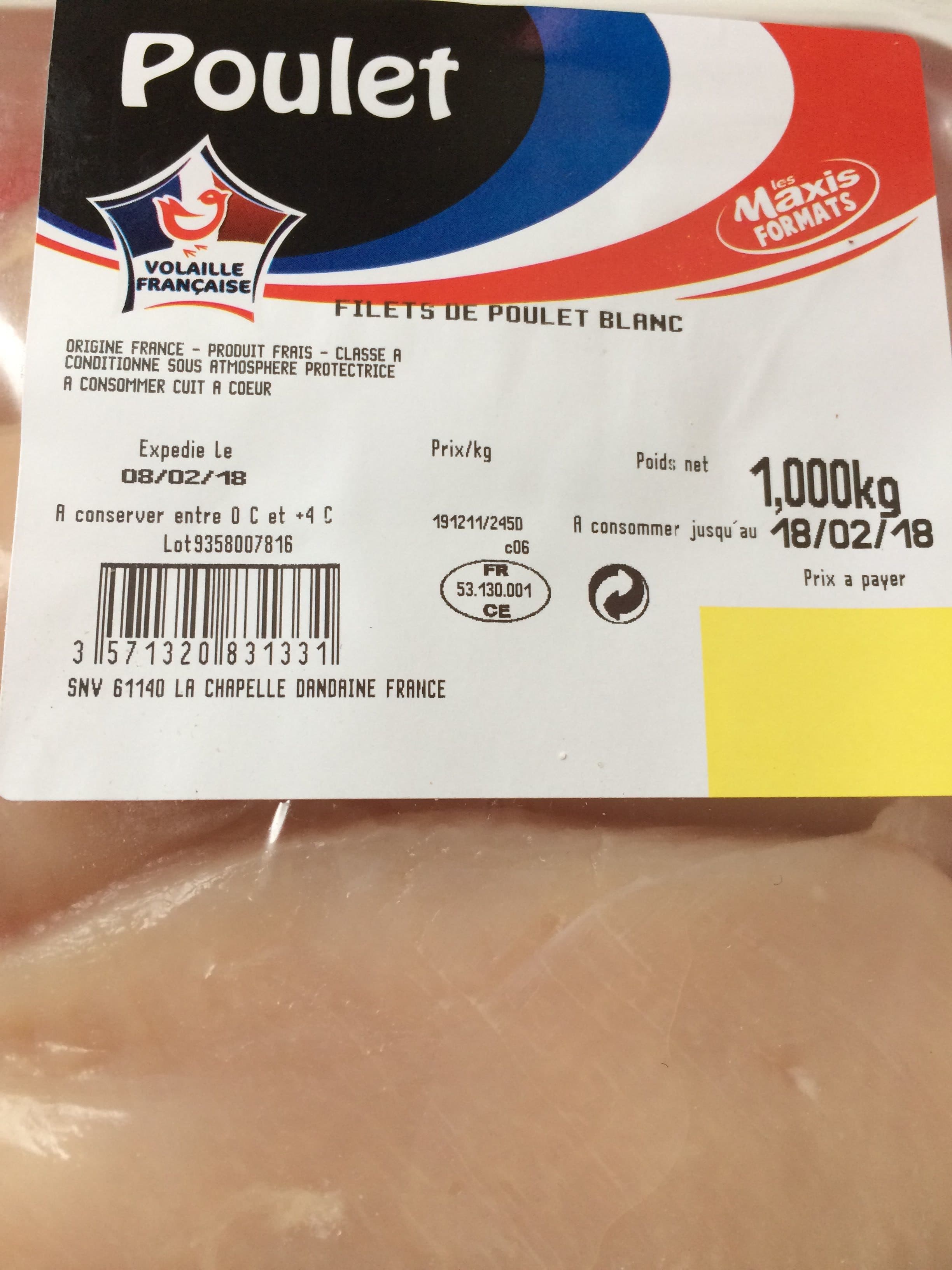 Open Food Facts Filets de poulet blanc packshot