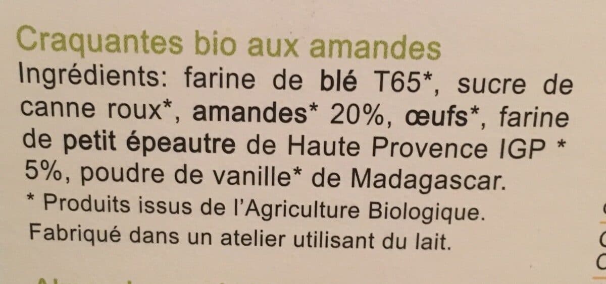 Open Food Facts Croquettes bio aux amandes packshot