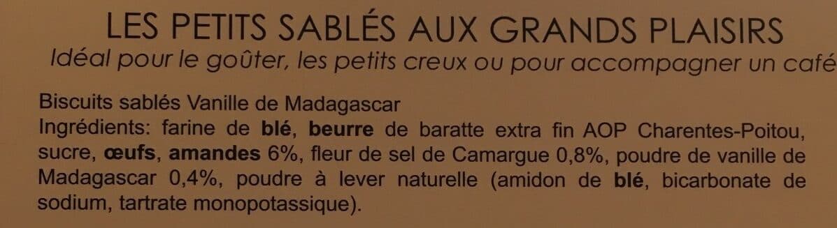 Open Food Facts Les petits sables aux grands plaisir vanille packshot