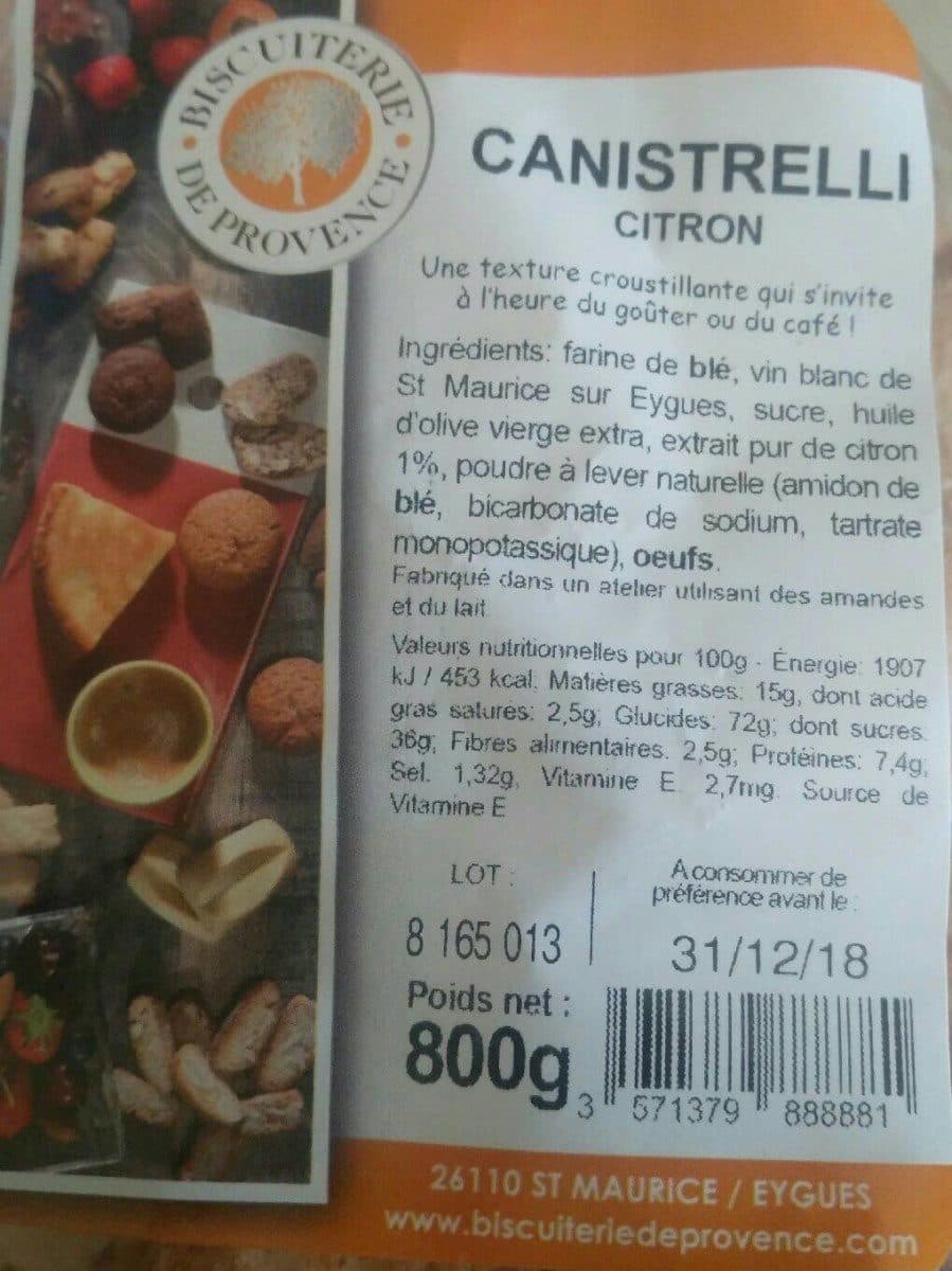 Open Food Facts Canistrelli citron packshot