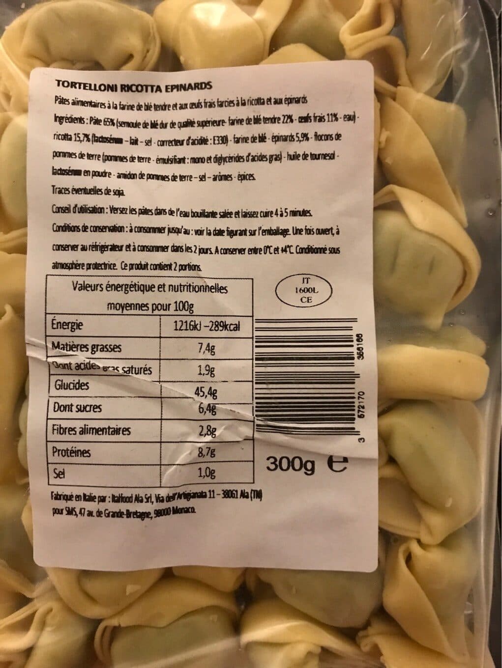 Open Food Facts Tortelloni ricotta epinards packshot